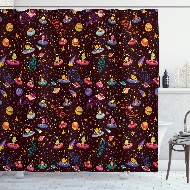 Alien Planets and UFOs Shower Curtain
