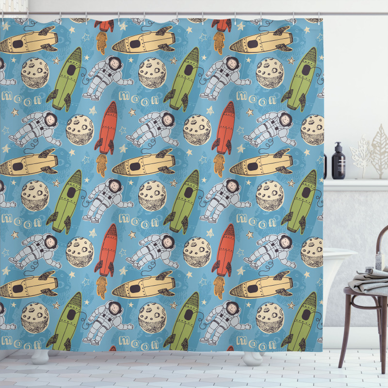 Astronauts with Rockets Shower Curtain