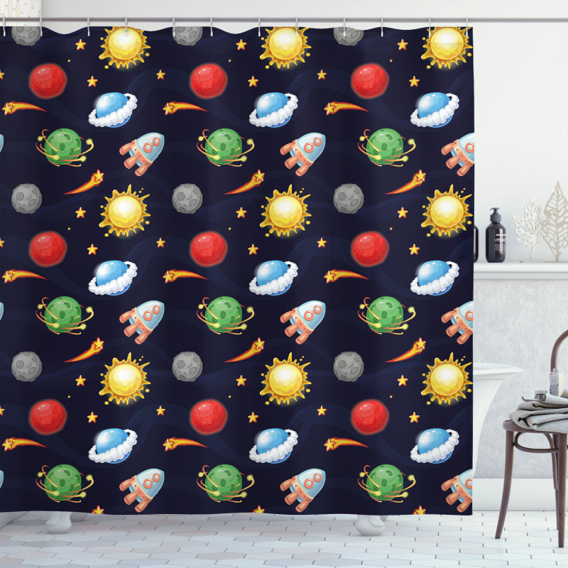 Cosmos with Sun Planets Shower Curtain