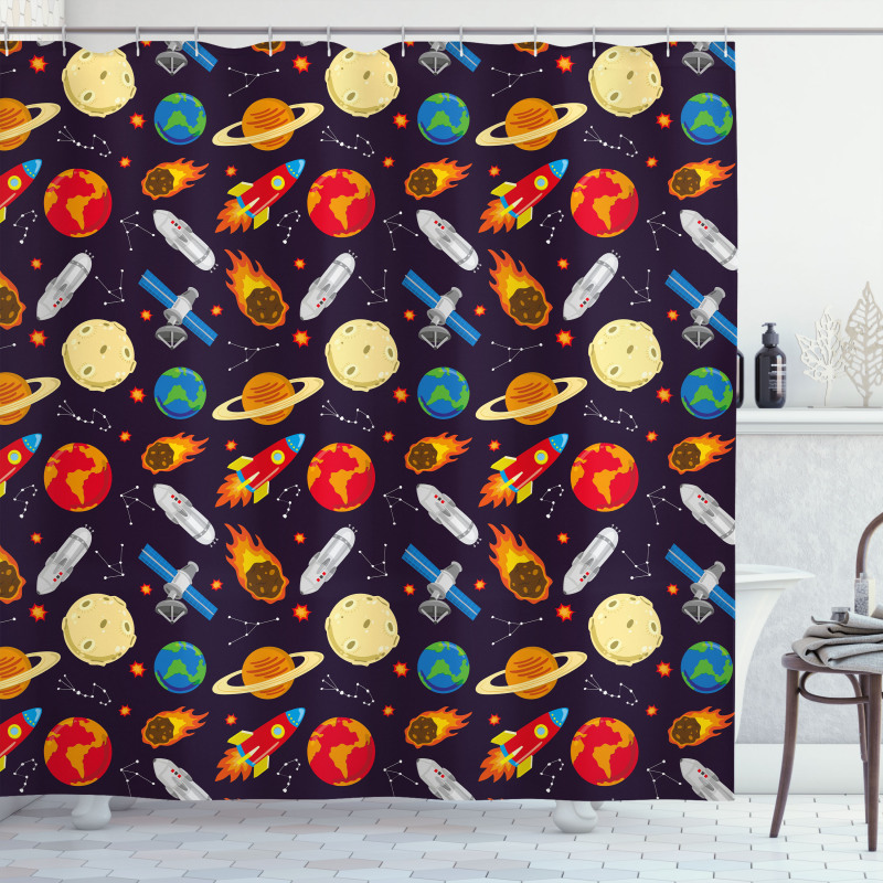 Universe Theme Earth Shower Curtain