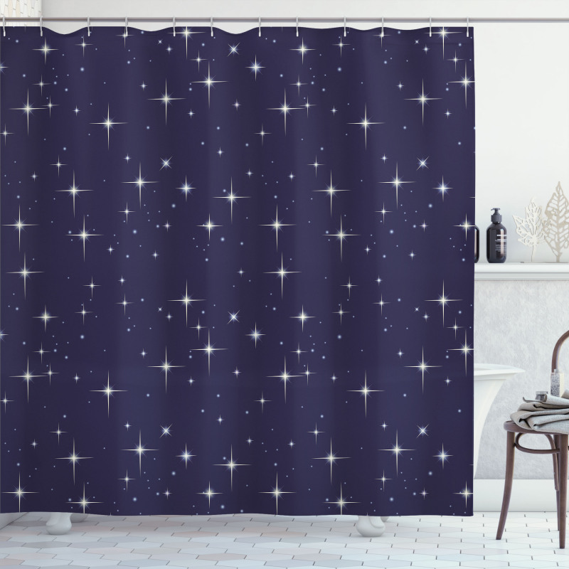 Night Skyline with Stars Shower Curtain