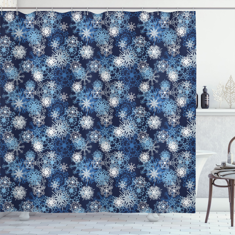 Ornate Snowflakes Xmas Shower Curtain