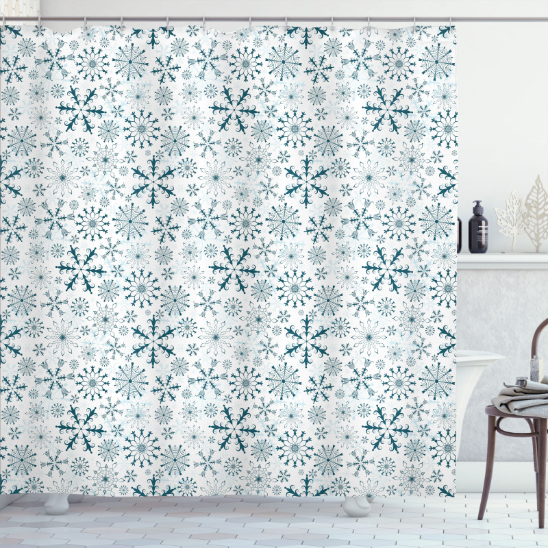 Merry Xmas Snowflakes Shower Curtain