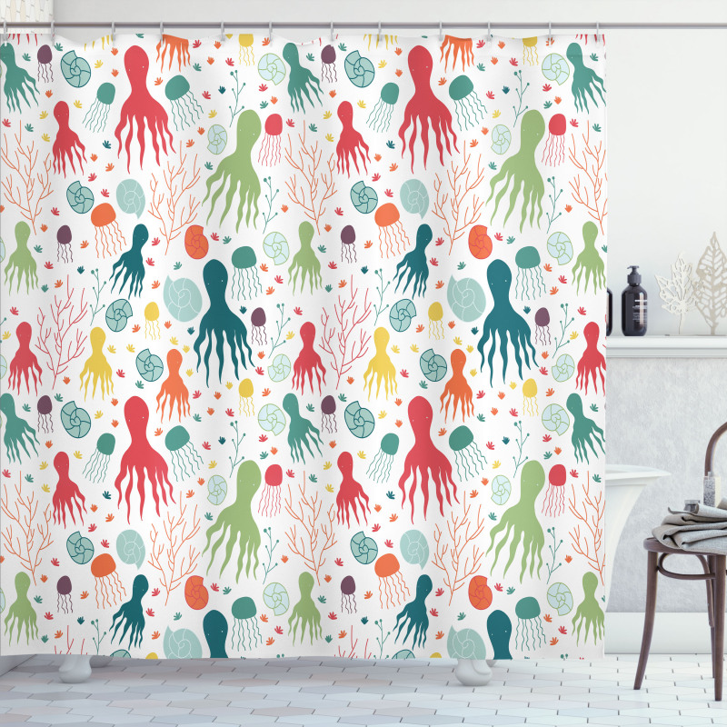 Ocean Wildlife Theme Shower Curtain