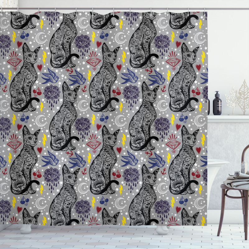 Vintage Mystical Cat Shower Curtain