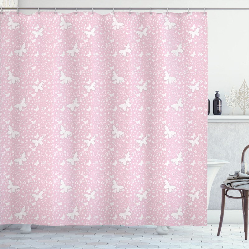 Soft Pink Floral Shower Curtain