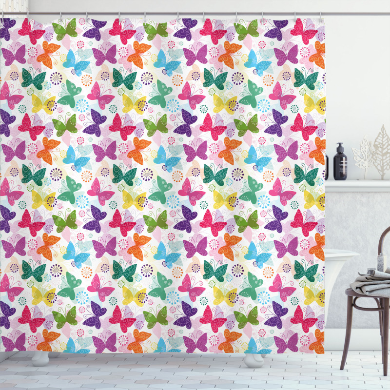 Vibrant Floral Happy Shower Curtain