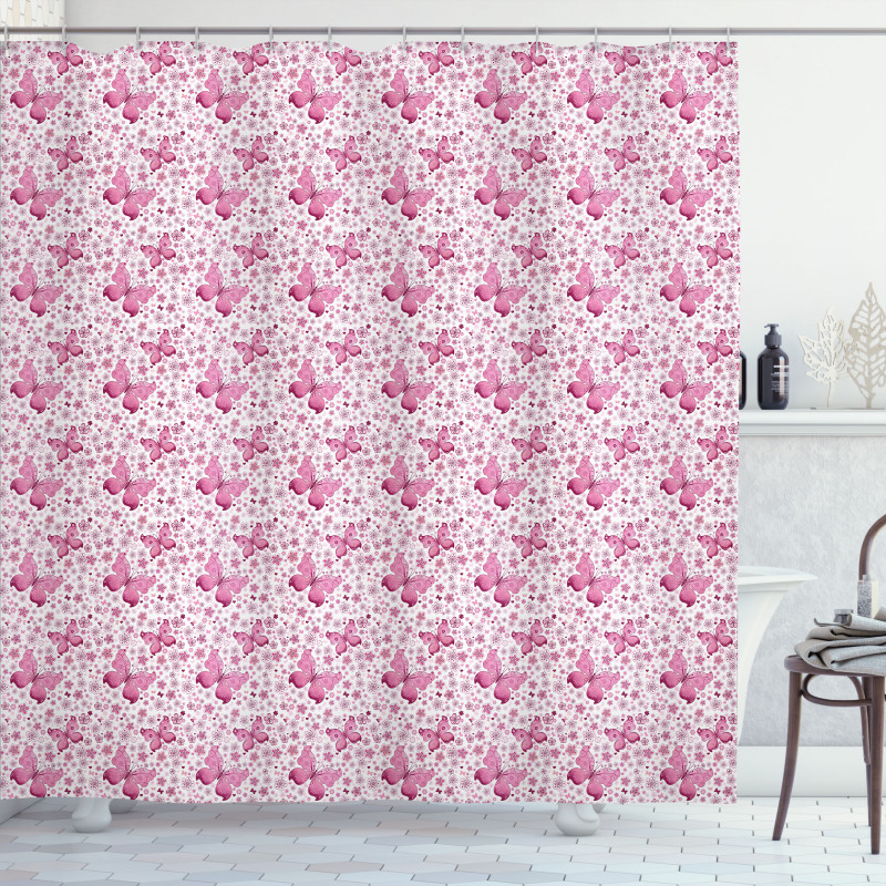 Pink Flowers Shower Curtain