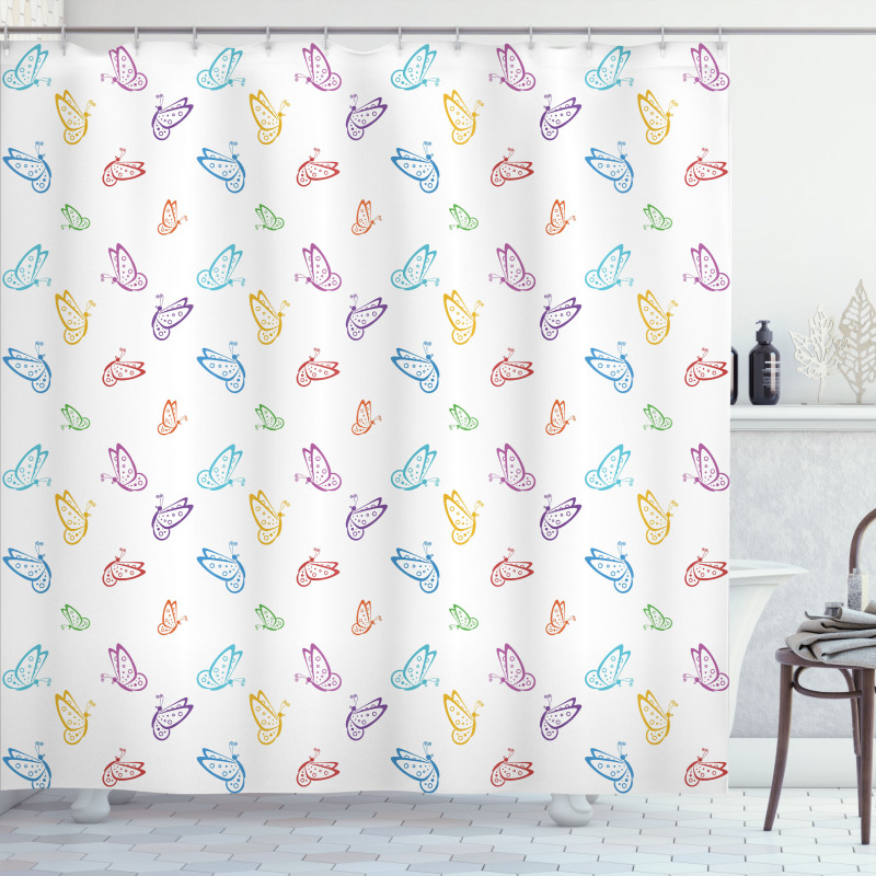 Doodle Style Colorful Shower Curtain