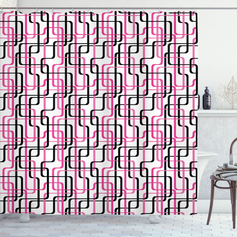 Wavy Lines Funky Shower Curtain