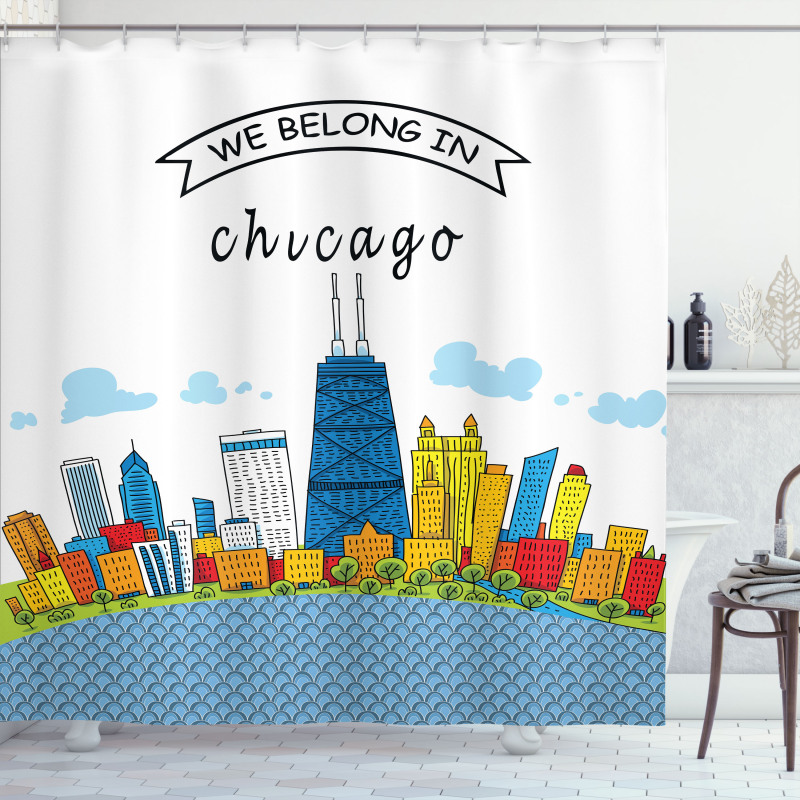 Chicago USA Cartoon Shower Curtain