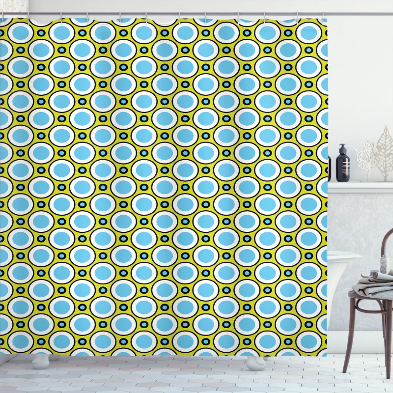 Retro Circle and Dots Shower Curtain