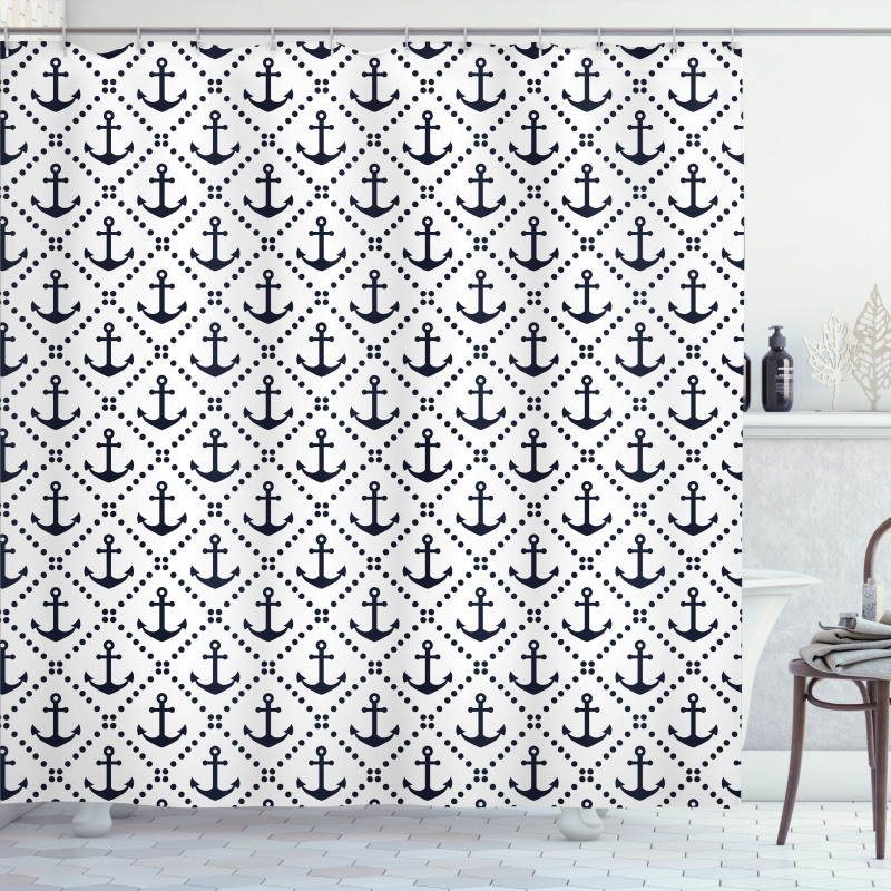 Nautical Anchor Dots Shower Curtain