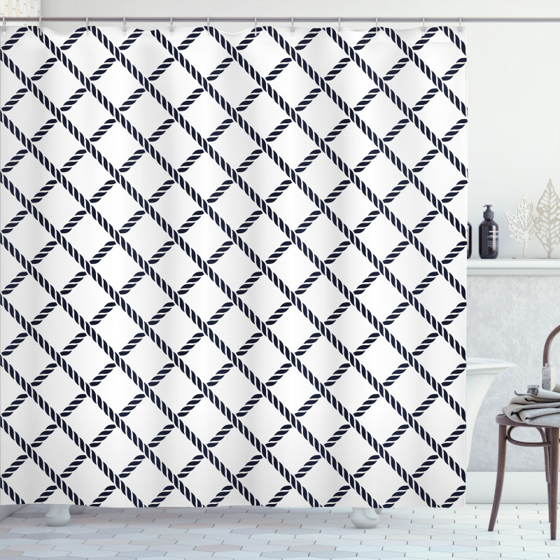 Crossed Rope Motif Shower Curtain