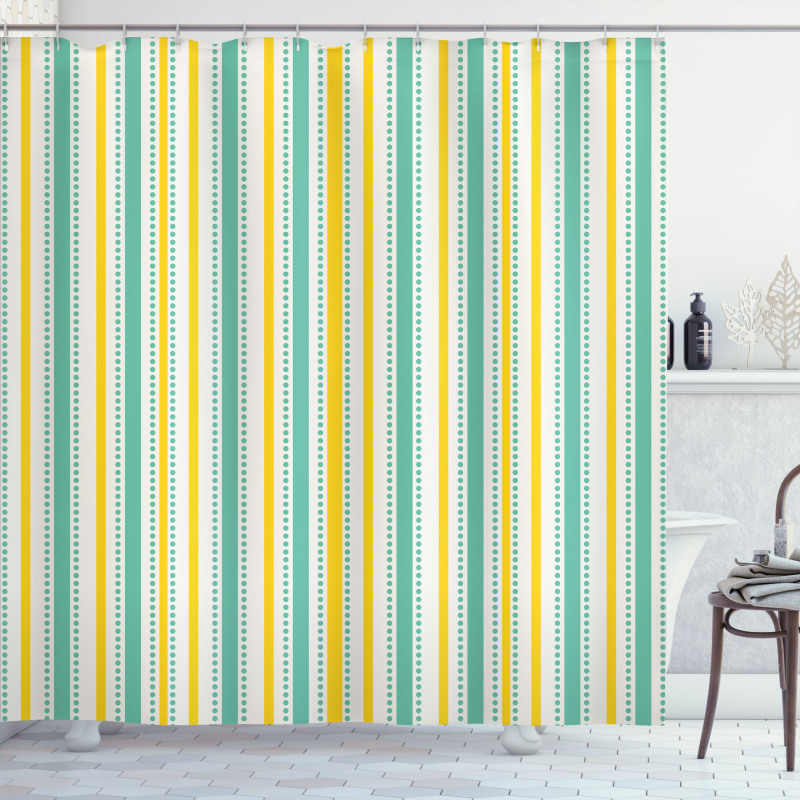 Summer Stripes Dots Shower Curtain