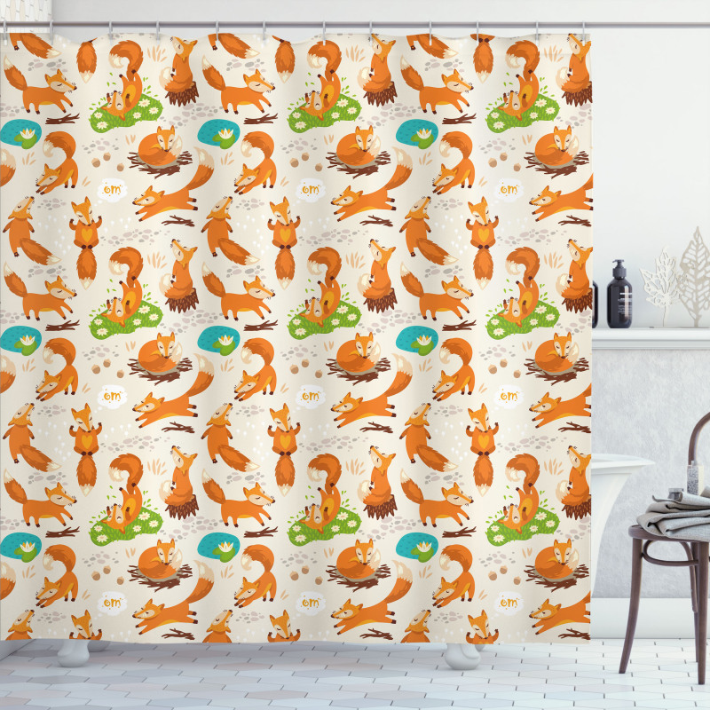 Stretching Fox East Asian Shower Curtain