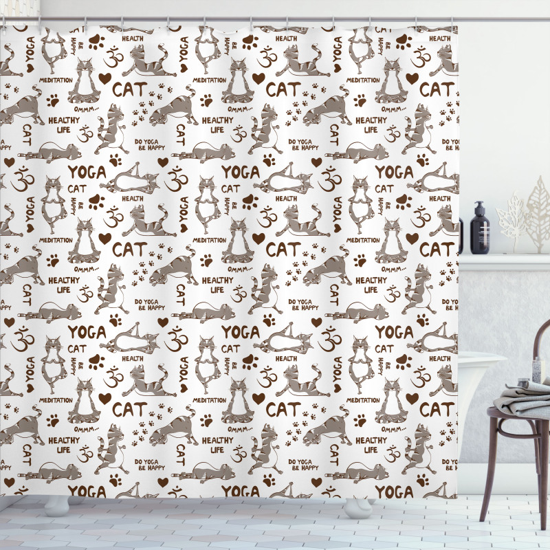 Cartoon Kitten Posture Shower Curtain