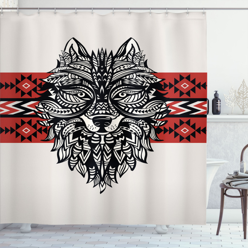 Tattoo Style Animal Face Shower Curtain