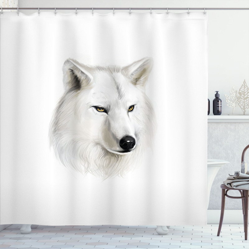 White Canine Head Mammal Shower Curtain