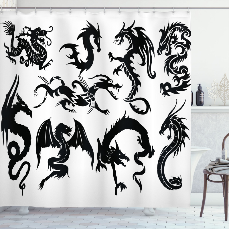 Oriental Monochrome Shower Curtain