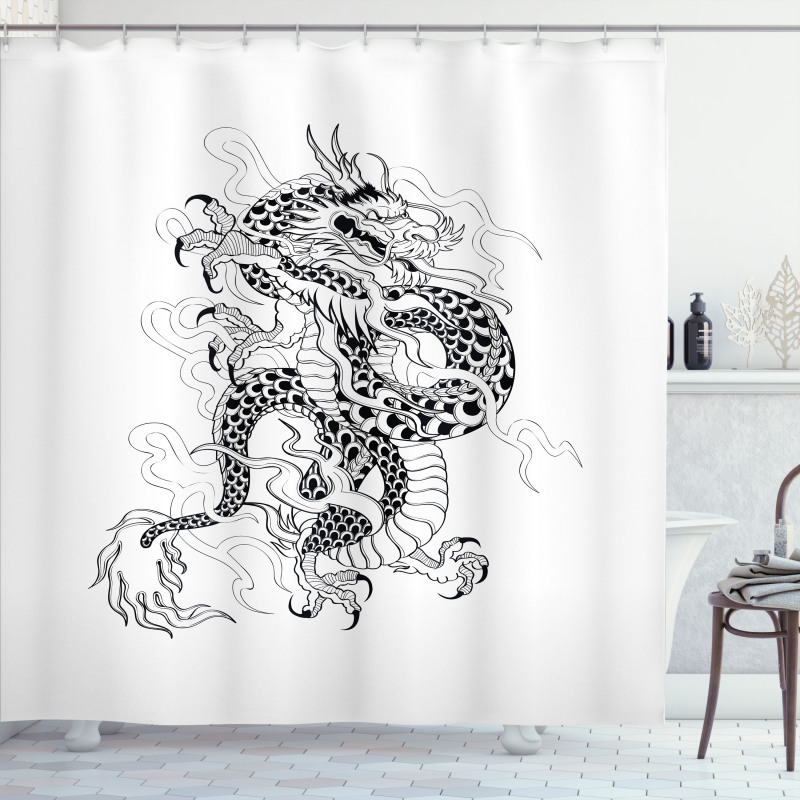 Sketch Art Monster Shower Curtain