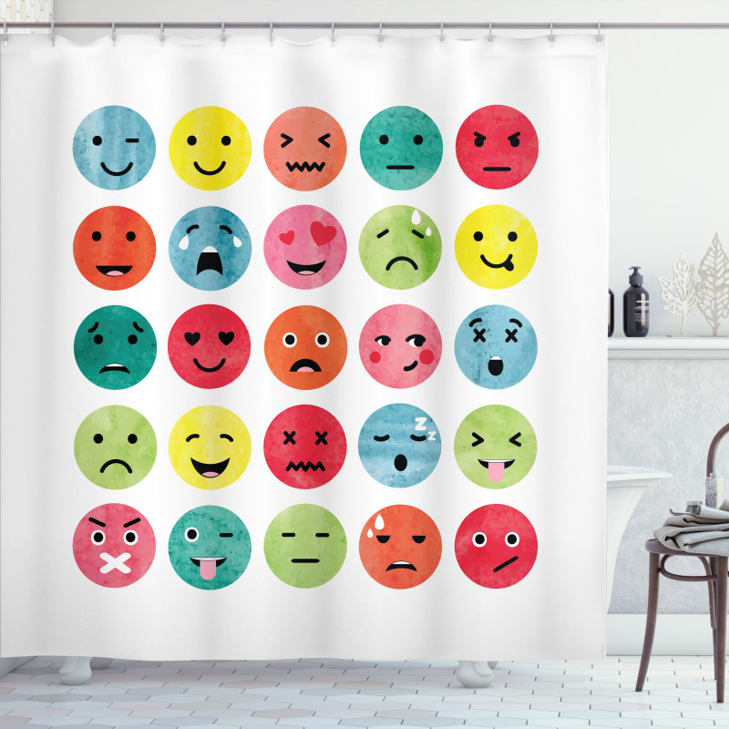 Abstract Watercolor Faces Shower Curtain