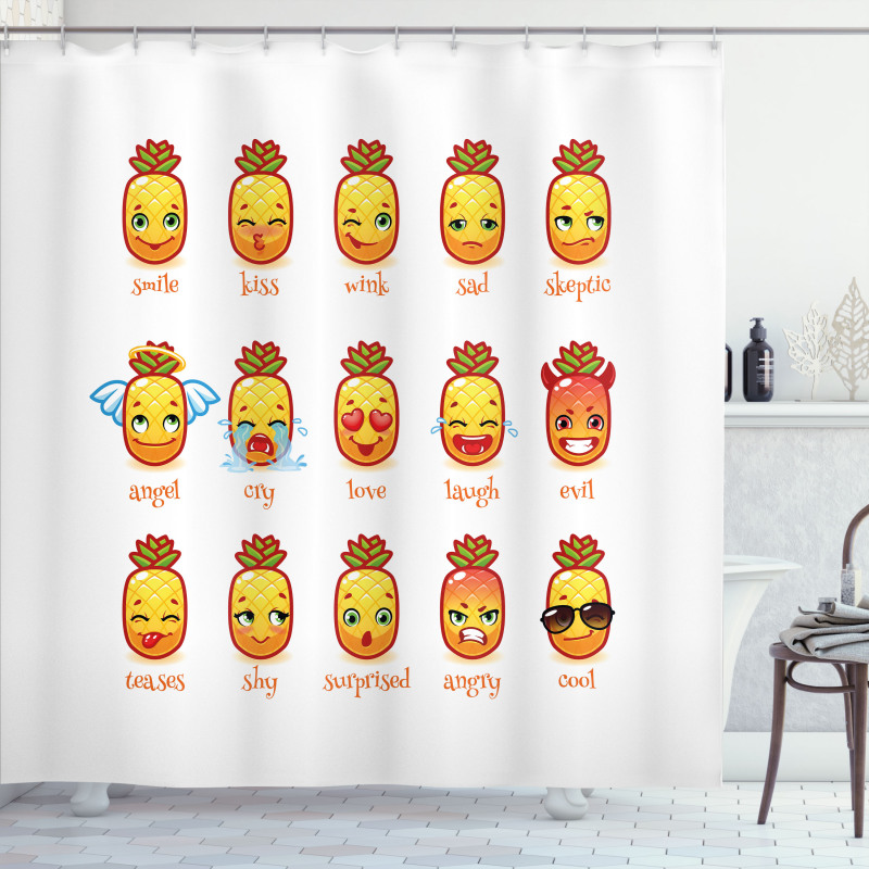 Funny Face Pineapples Shower Curtain