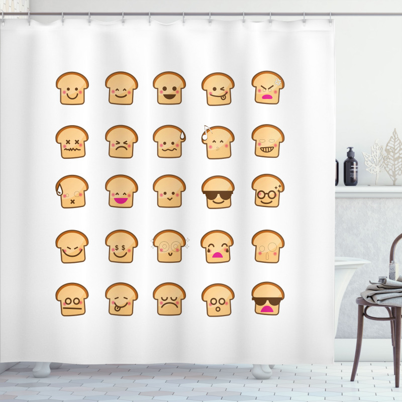 Different Emotions Bread Shower Curtain