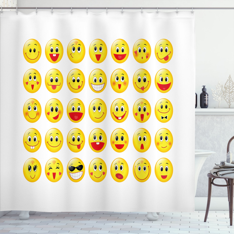 Funny Yellow Round Heads Shower Curtain