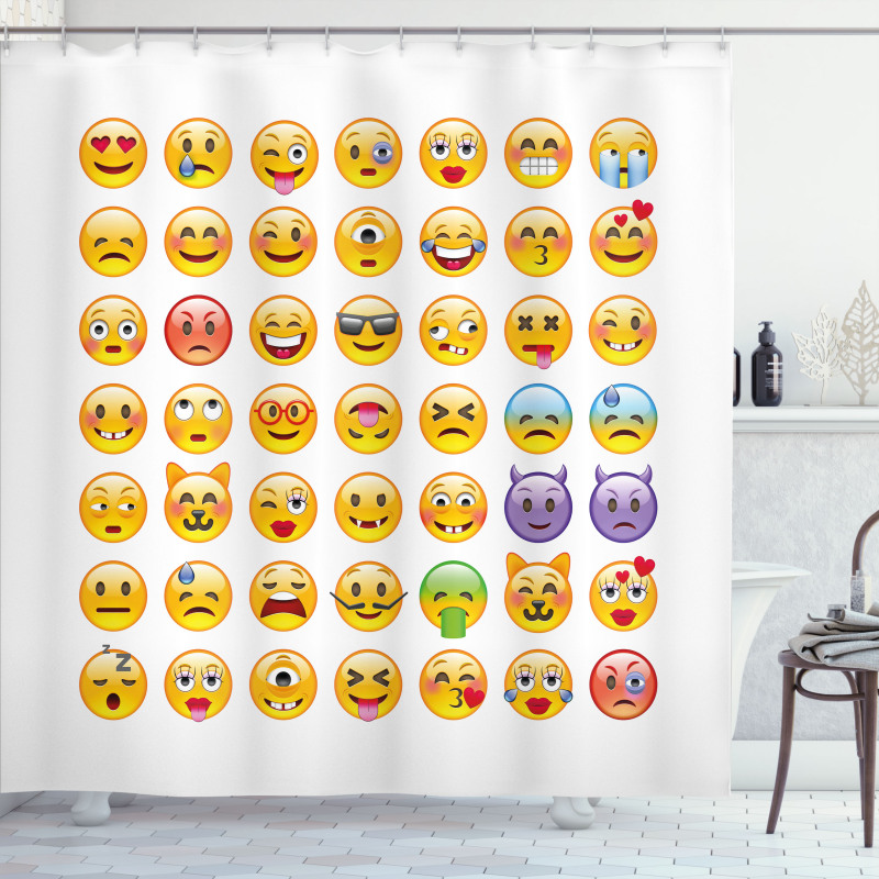Many Emoticons Aliens Shower Curtain