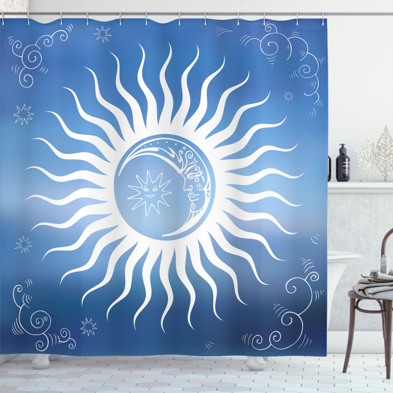 Crescent Moon Curlicues Shower Curtain