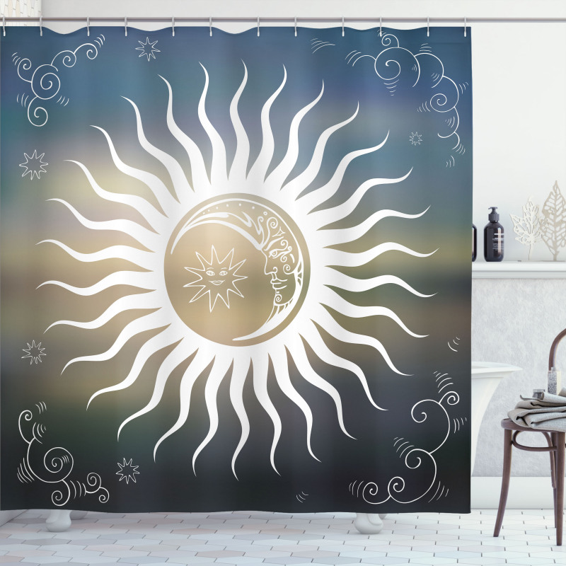 Celestial Body Silhouettes Shower Curtain