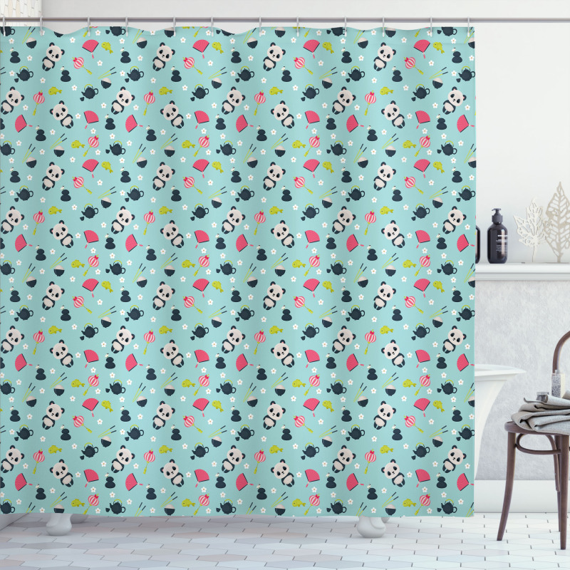 Japanese Culture Motifs Shower Curtain