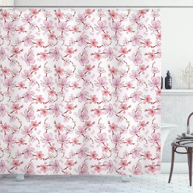 Japanese Cherry Blooms Shower Curtain