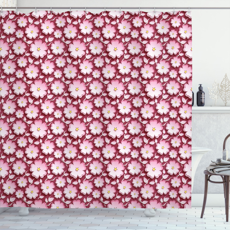 Romantic Floral Pattern Shower Curtain