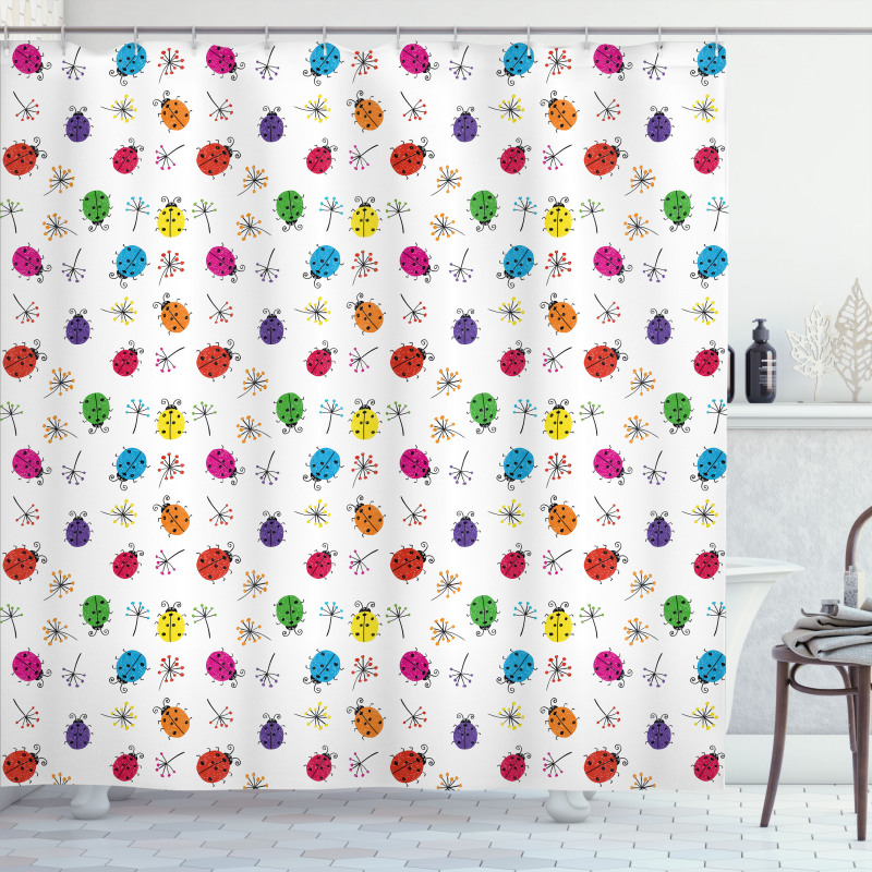Dot Insects Illustration Shower Curtain