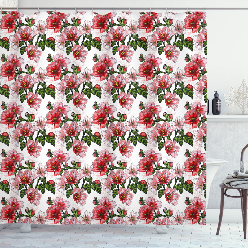 Hibiscus Exotic Flora Shower Curtain