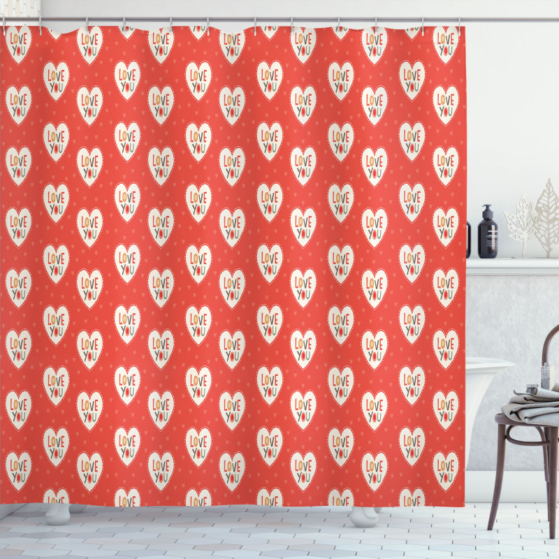 Hipster Hearts Valentines Shower Curtain