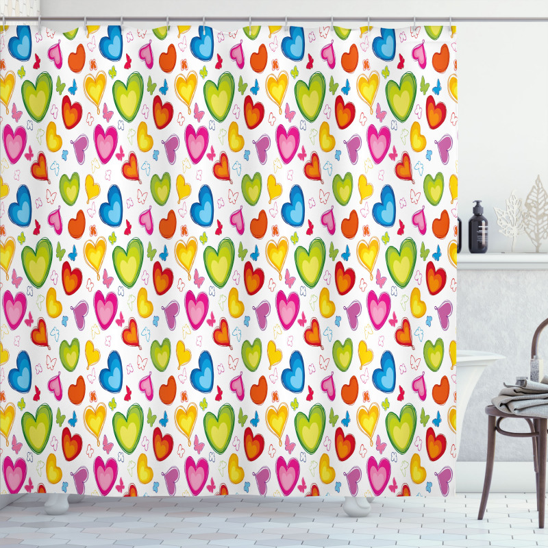 Colorful Butterflies Happy Shower Curtain