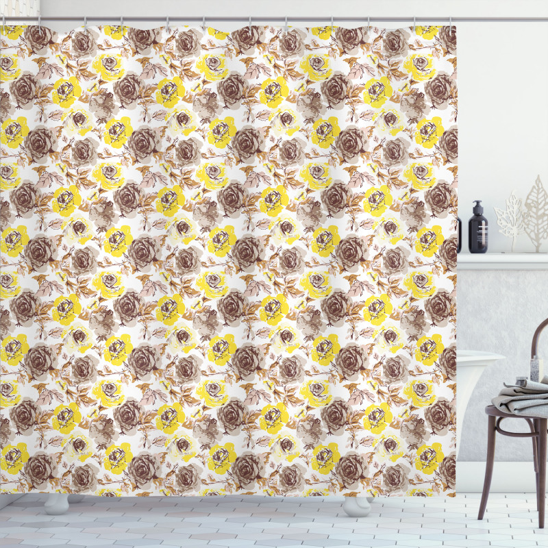 Grungy Roses Romantic Shower Curtain