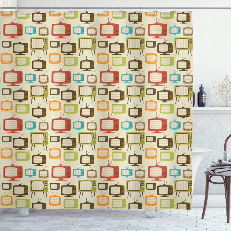 Old Televisions Retro Shower Curtain