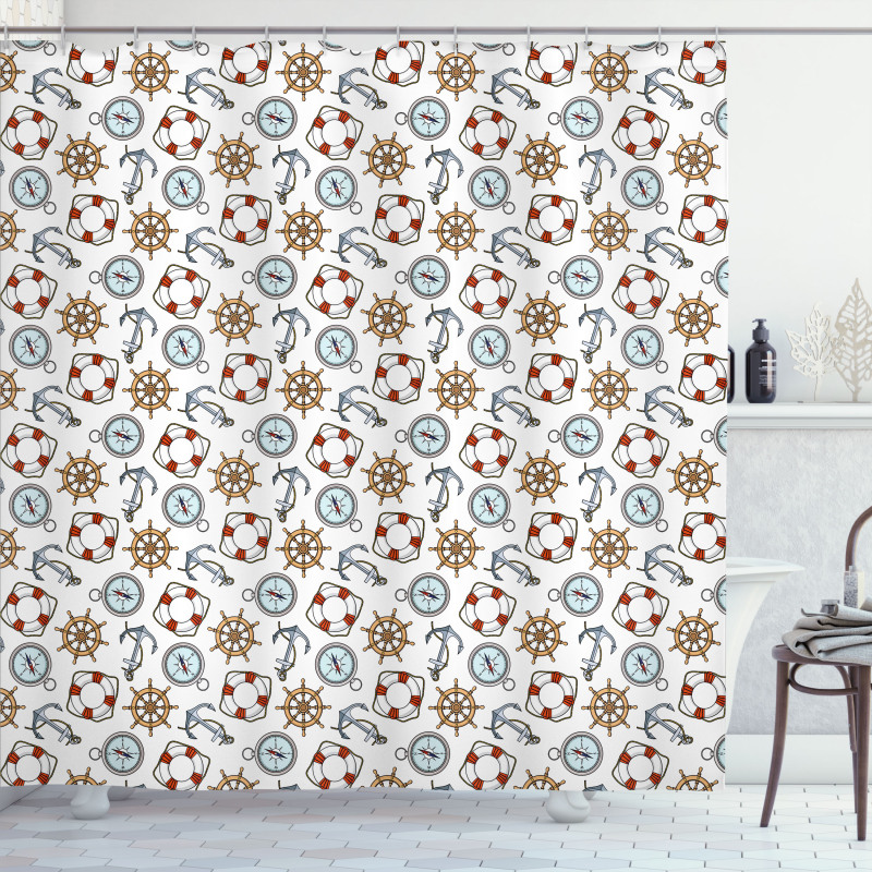 Helm Life Buoy Anchor Shower Curtain