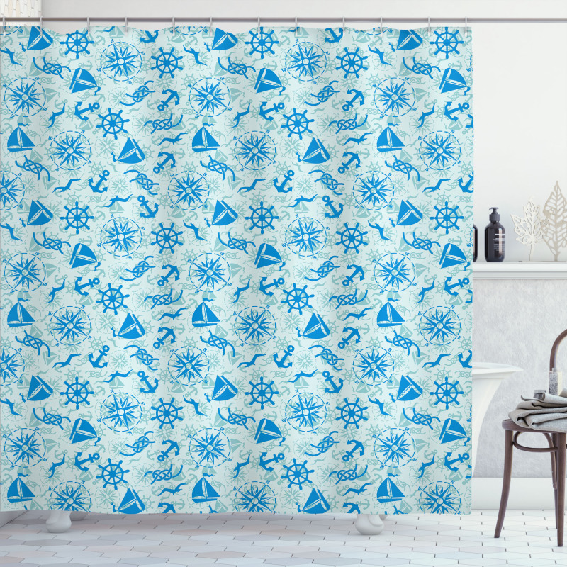 Nautical Seagull Knot Shower Curtain