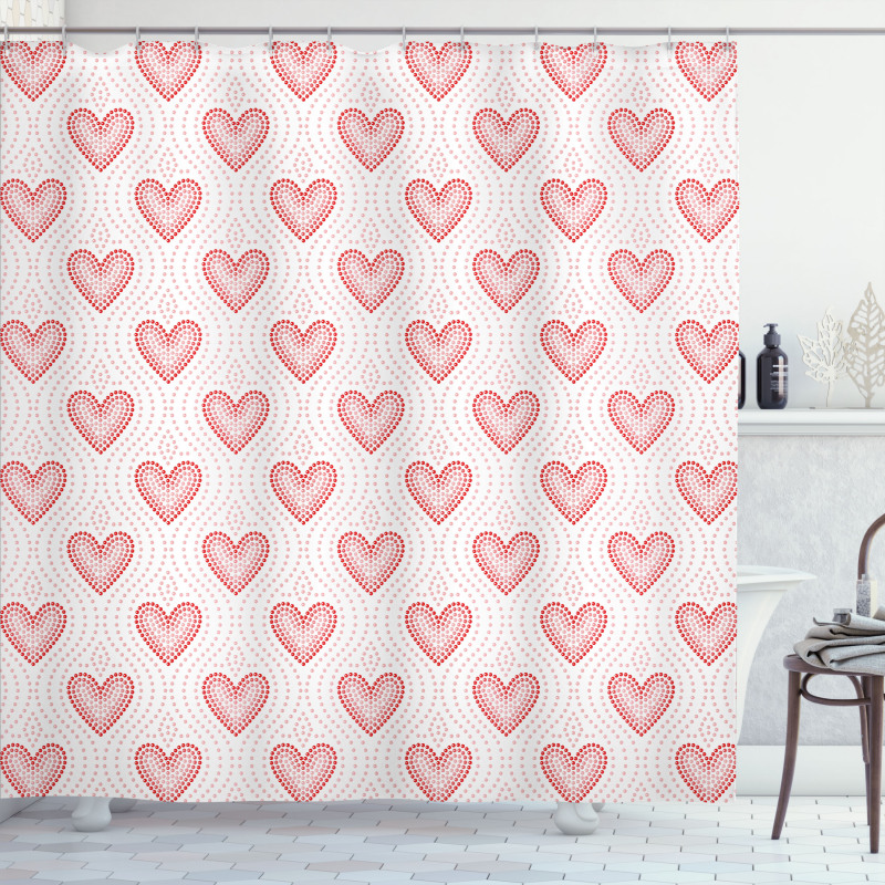Dotted Heart Pattern Shower Curtain