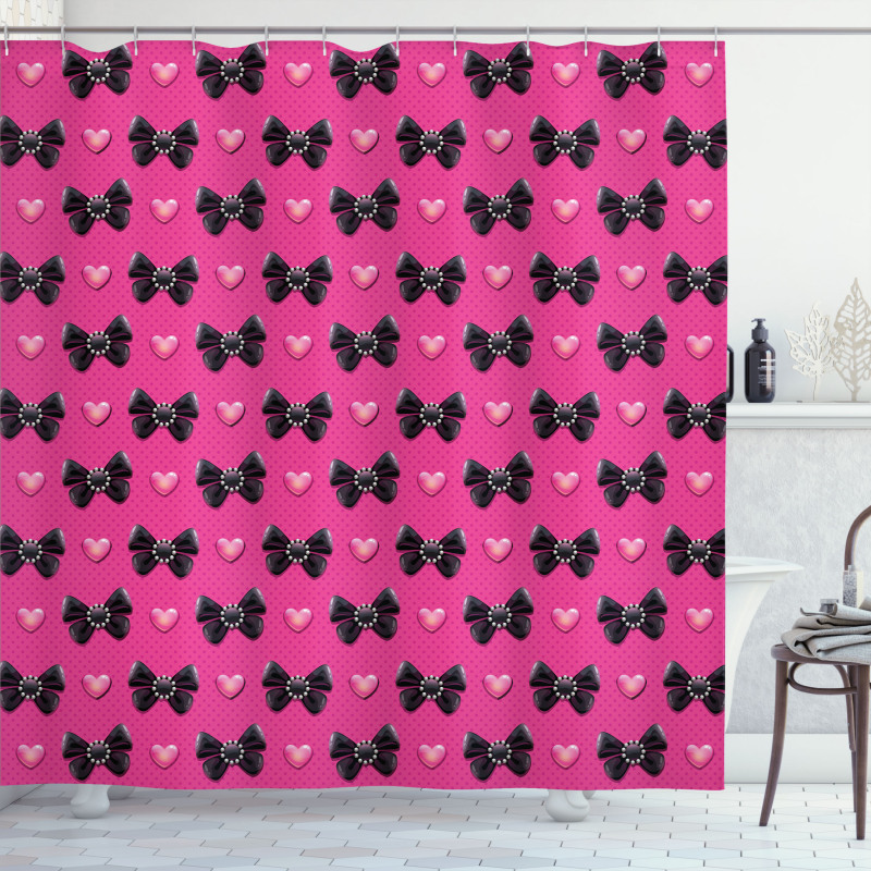 Bow Ties with Hearts Shower Curtain