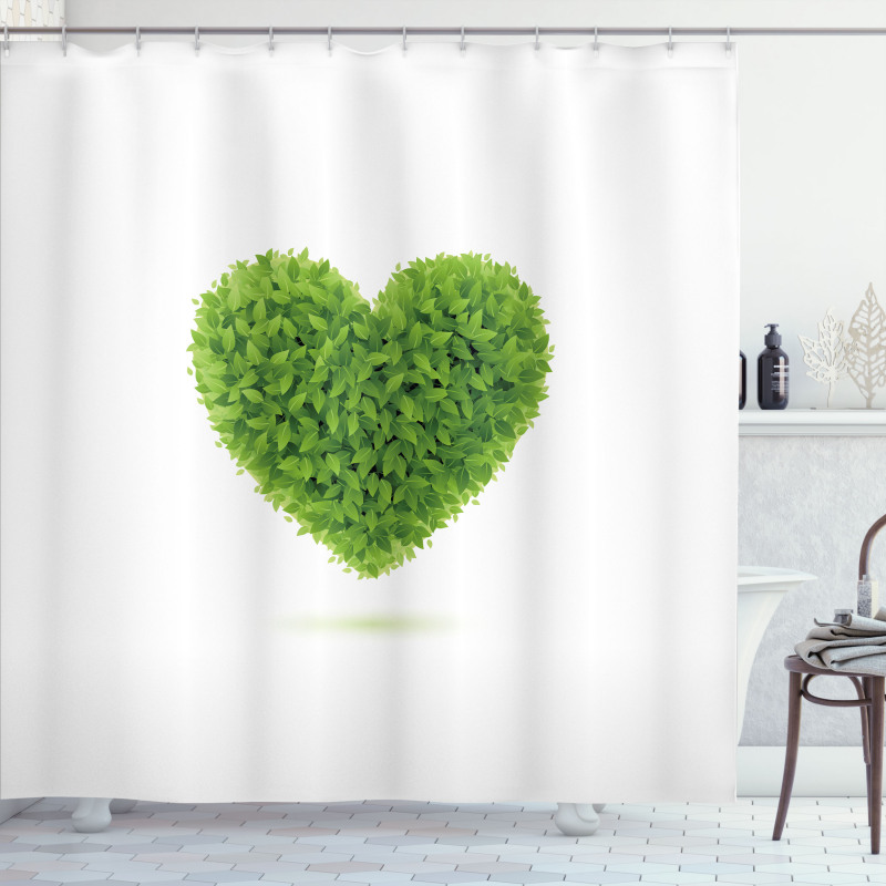 Heart with Fresh Leaves Shower Curtain