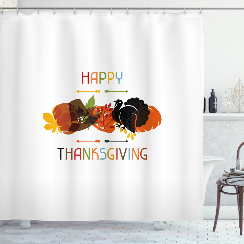 Bird Pumpkin Pilgrim Hat Shower Curtain