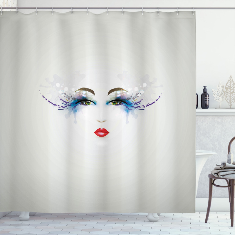 Dreamy Eyes Red Lips Shower Curtain