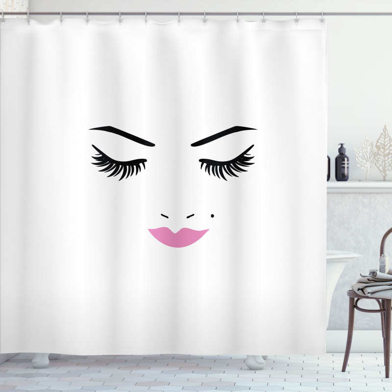 Pink Lips Makeup Beauty Shower Curtain