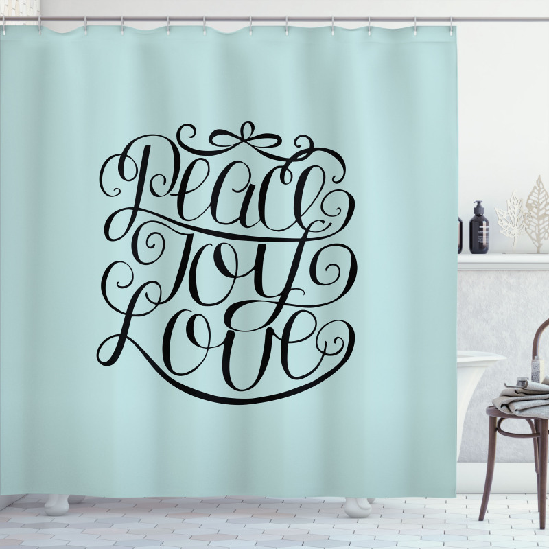 Peace Love Joy Lettering Shower Curtain